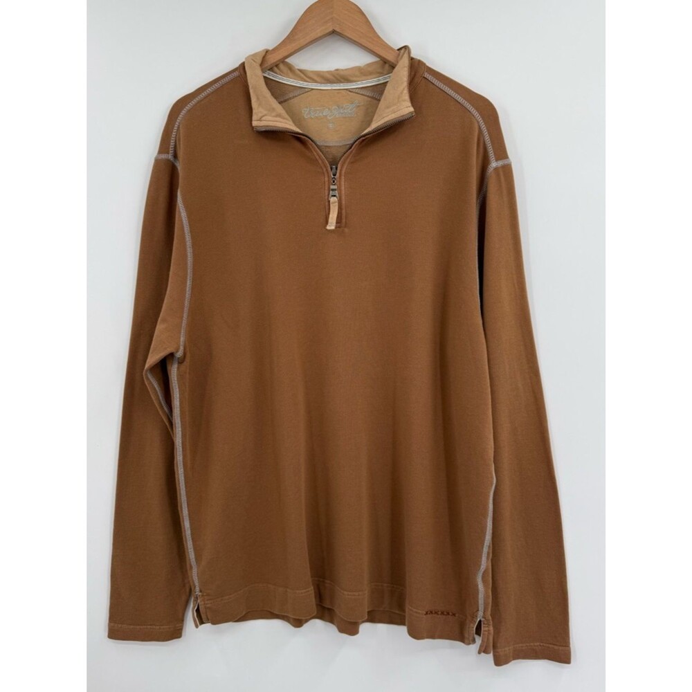 True Grit Drygoods Quarter Zip Long Sleeve Pullover | Tan | XXL